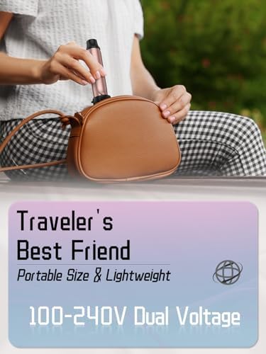 Travel Curling Iron 5 Adjustable Temp, 1 Inch Mini Curling Iron Travel Size with LED Display, Ceramic Mini Hair Curler with Keratin and Argan Oil Infuse, Dual Voltage