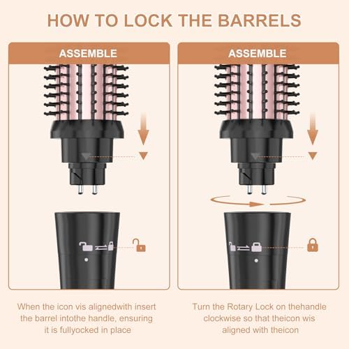 Thermal Brush 1 1/2 Inch Hair Curling Iron, Hot Loose Heated Round Brush Curling Wand Hairstyling Tools, Gift for Girls Women (Rose Gold)