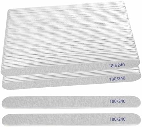 Nail File (100 Packs), Emery Boards for Nails 180/240 Grit Nail Files for Natural Nails Wood Double Sided Emory Fingernail Files Professional Reusable Manicure Pedicure limas para uñas
