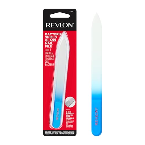 Revlon Glass Nail File, Manicure Tool for Shaping Natural Fingernails, Self-Cleaning with Bacteria Shield Technology, 1 Count