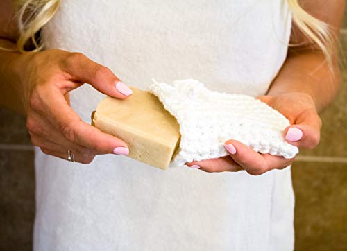 Emerald Pine 3 Pack Set - Soap Holder Crochet - Handmade Cotton Soap Sack - Bathing Accessories