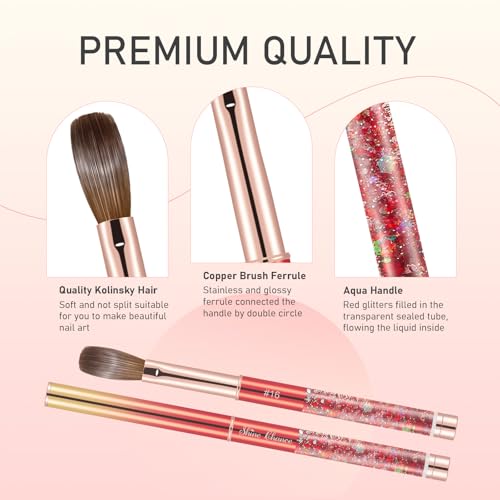 Acrylic Nail Brush Size 10, 100% Real Kolinsky Nail Brush for Acrylic Powder Application, Handmade Women Manicure Nail Extension Tool for Professional DIY Home Salon and Beginner