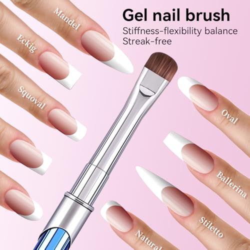 French Tip Brush & Nail Cleaning Brush for Polygel & Gel Polish – Professional Nail Art Brush with smile lines, Acrylic Detailing Tool for French Manicures, Builder Gel & Precision Nail Art (F16)