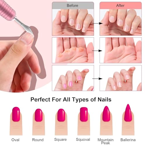 PELCAS Cordless Electric Nail Drill, Professional Portable Manicure Nail Drill Kit 20000RPM Rechargeable 5 Adjustable Speeds LCD Display 11 Attachments for Acrylic Nails, Polishing, Nail Art