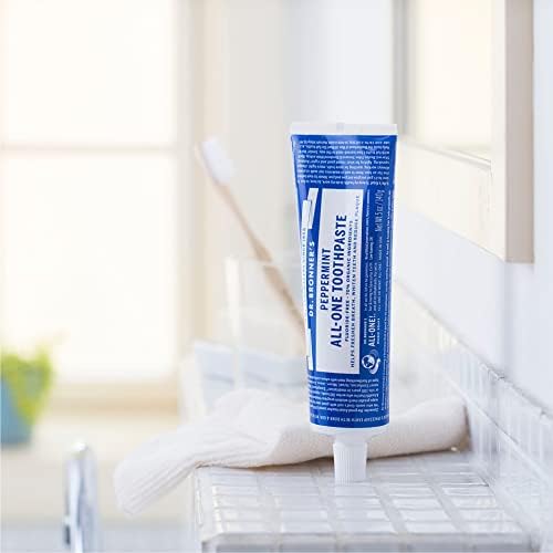 Dr. Bronner’s - All-One Toothpaste Variety Pack - Peppermint & Spearmint, 70% Organic Ingredients, Fluoride-Free, Helps Freshen Breath, Vegan (5oz, 4-Pack)