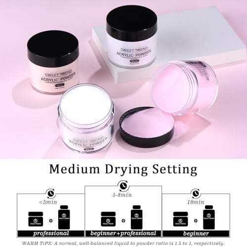 Acrylic Nail Kit with Drill: 20g Clear White Pink Acrylic Powder and Liquid Beginners Set - Professional Brushes Nail Tips Nail Supplies - Full Tools Extensions Starter for Women Home & Salon