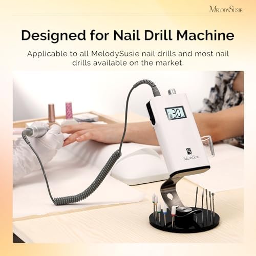 MelodySusie Nail Drill Machine Holder,10 Holes Acrylic Nail Drill Bits Holder, Professional Nail Efile Display Stand and Organizer Compatible with Most Nail Drill Machines (Not Including Efile & Bits)