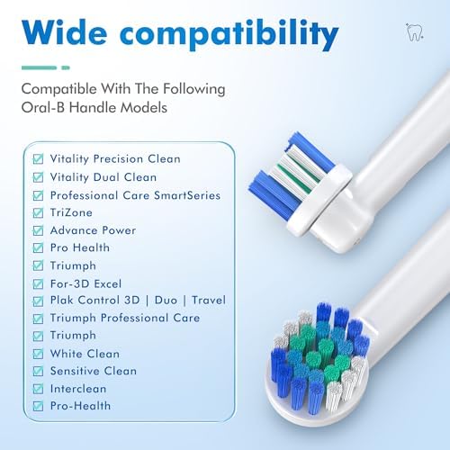 Replacement Toothbrush Heads Compatible with Oral-B Braun, Pack of 16 Professional Replacement Brush Heads for Oral-b 7000, Clean, Oral B Pro 1000, 9600, 500, 3000, 8000