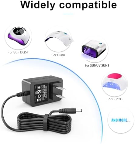 for Sunuv Nail Lamp Power Supply UL Listed, 24Vdc Power Supply Compatible with SUNUV SUN3 SUN2C Sun 4 SUN6 SUN8 SUN9C 48W UV LED Nail Lamp Gel Nail Polish Dryer