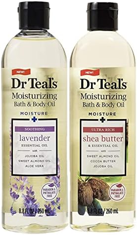 Dr. Teals Bath & Body Oil Variety Gift Set (2 Pack, 8.8oz Ea.) - Soothing Lavender & Ultra Rich Shea Butter - Essential Oils Hydrate Skin & Alleviates Daily Stress - at Home Spa Kit