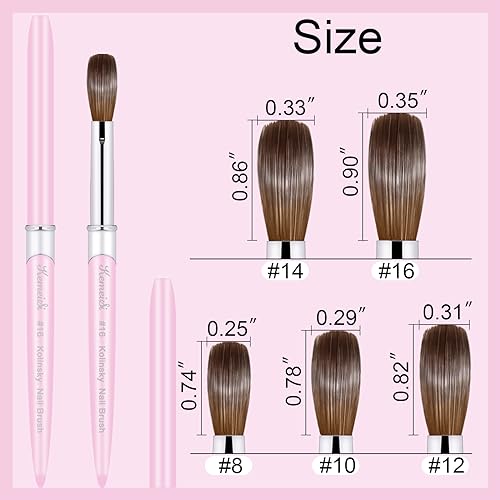 Acrylic Nail Brush Size #10, 100% Pure Kolinsky Nail Art Brushes for Acrylic Application, Sturdy Handle Oval Shaped Acrylic Powder Nail Design Tools for Professional Manicure DIY