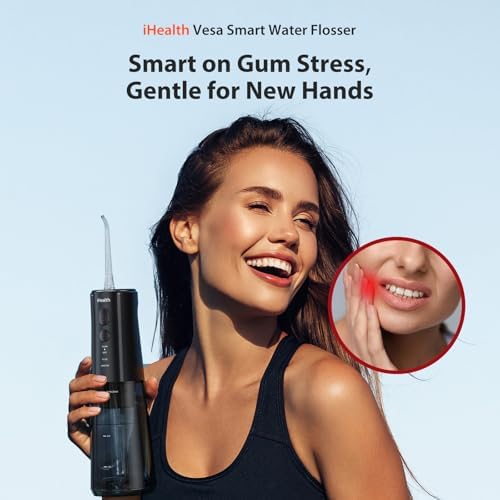 iHealth VESA Gentle Smart Water Flosser for Sensitive Teeth & Gums: Microbubble Deep Clean Technology, Smart Pressure Stabilization, IPX7 Waterproof with Travel-Friendly Design