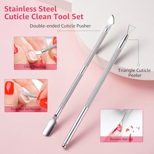 Toe Nail Soaking Bowl Acetone Proof: 1Pair Soak Off Dip Powder Gel Polish Remover - Manicure Bowl for Toenails Soaking with Cuticle Pusher, Cuticle Peeler, Nail File Buffer (Clear)