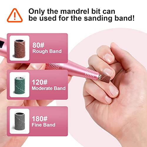 PELCAS Cordless Electric Nail Drill, Professional Portable Manicure Nail Drill Kit 20000RPM Rechargeable 5 Adjustable Speeds LCD Display 11 Attachments for Acrylic Nails, Polishing, Nail Art