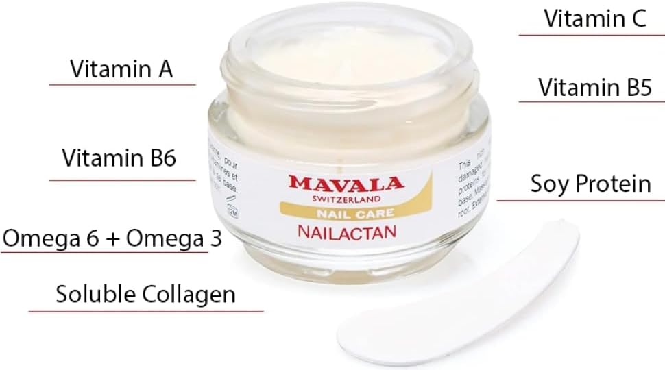 Mavala Nail Care Nailactan Nutritive, Nail Cream In Jar, Supports Damaged Nails, Nourishing, Moisturizing Nail Care Cuticle Cream, Promotes Nail Growth, 0.5 Ounce Jar