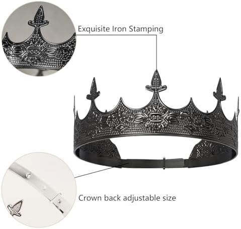 King Crown for Men Crowns Tiara for Birthday Party Costume