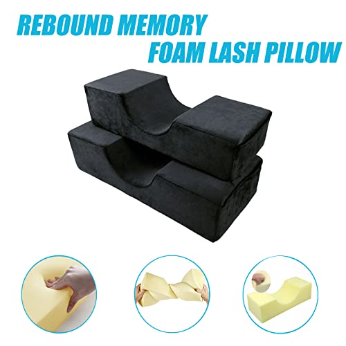 Comfortable Eyelash Extension Neck Pillow,Memory Foam Neck Contour Pillow for Sleeping Support,Beauty Salon Lash Grafting Pillow,Removable Black Velvet Cervical Pillow