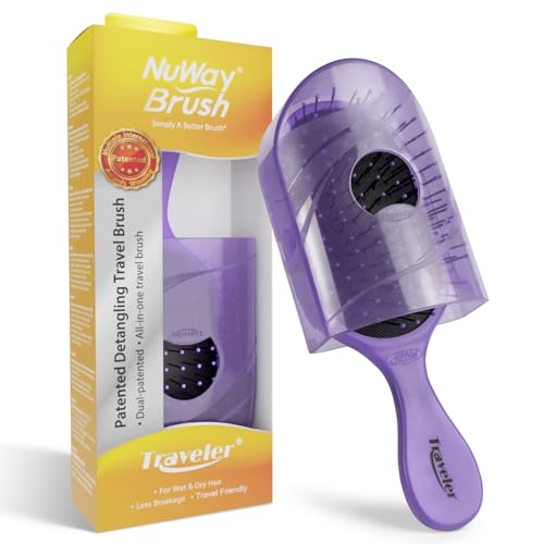 NuWay 4HAIR Traveler U.S. and International Patented Travel Brush (Lavender)
