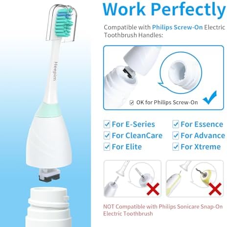 Replacment Heads Compatible with Philips Sonicare, for E-Series Essence, for Xtreme, for Elite, for Advance, and for CleanCare Electric Toothbrush, Toothbrush Replacment Heads Refills, 6 Pack