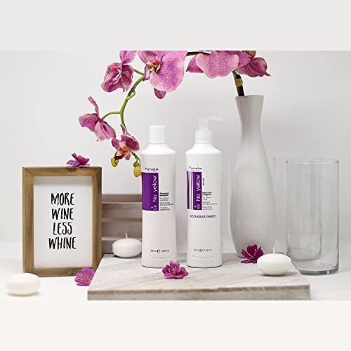 Fanola No Yellow Shampoo & Mask 11.8 oz / 2pk - Purple Anti-Brass Toner for Blonde, Silver, Gray & Highlighted Hair - Color Depositing Mask to Remove Brassiness from Bleached Locks