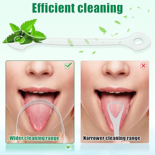 50 Count Disposable Tongue Scraper, Plastic Tongue Cleaner for Adults and Kids, Tongue Scrubber for Oral Care, Promote Fresh Breath