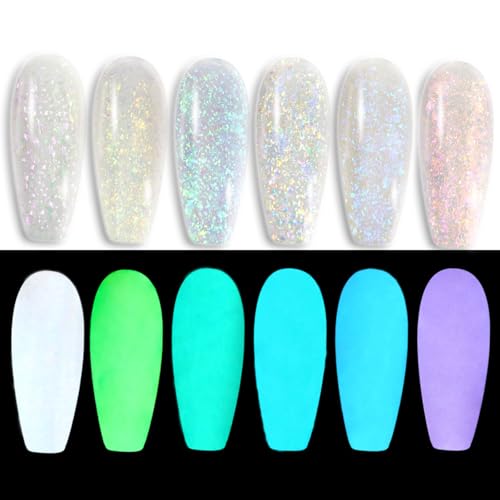 Glow in the dark Opal Gel Nail Polish 6 Colors Set Color Changing Semi Clear Gel Polish (GP015)