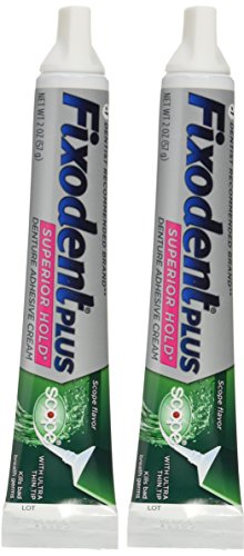 Fixodent Denture Adhesive Cream Plus Scope, 2 Ounce, Pack of 2 (Packaging May Vary)