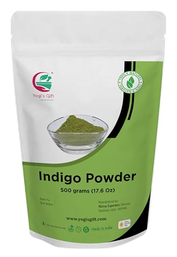 500 GRAMS | 100% Pure INDIGO POWDER for Hair (1.2LB /17.6 oz) | Ideal for Black and Dark Hair | Indigofera Tinctoria | Black Henna | Natural Hair color | Yogi's Gift