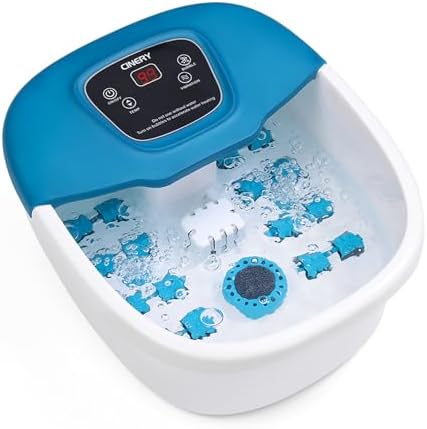 FIAHNG Foot Spa Massager with Heat, Bubbles, Vibration & Pedicure Foot Spa Massager for Feet Stress Relief