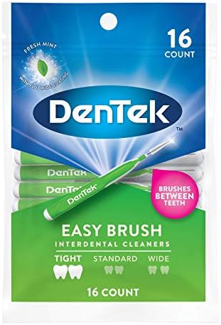 DenTek Easy Brush Interdental Cleaners, Brushes Between Teeth, Tight Teeth, Mint Flavor, 16 Count (Pack of 6)