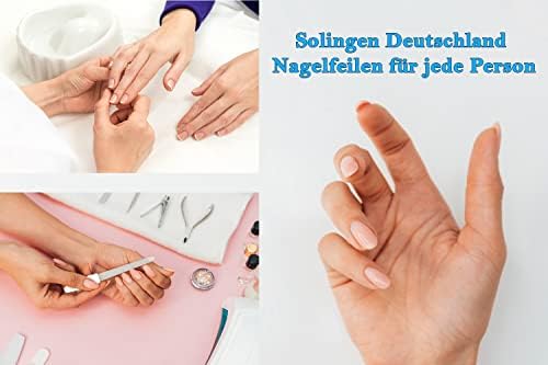 SMI 5 Pcs Solingen Germany Sapphire Metal Nail File Set + 1 Curved File - Fine and Coarse Nail Files - Double Sided Professional Manicure Pedicure Kit Best Nail File for Fingernail Toenail Care