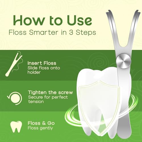 Dental Floss Holder, Refillable & Reusable Floss Pick - Dental Floss Handle - Stainless Steel Dental Floss Holder. Durable Reusable Flosser - One Pack
