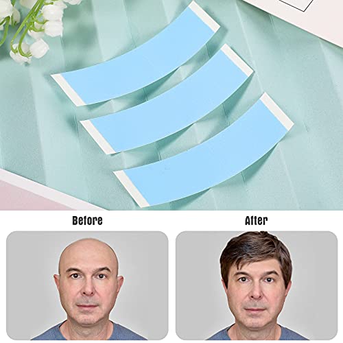 Maitys 120 Pieces Lace Front Wig Tape Double Sided Adhesive Waterproof C-Shaped for Long Short No Hair Wigs Toupees Pieces and Extension(Blue)