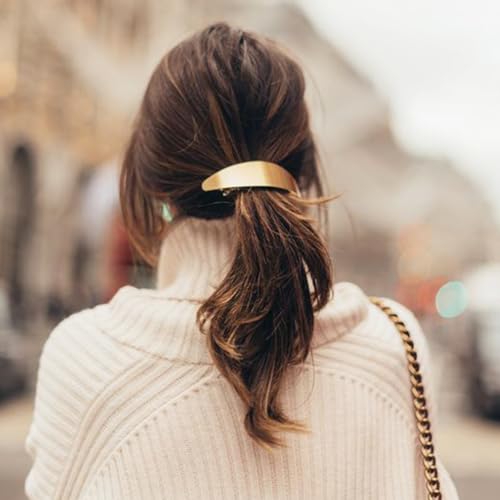 DeD Pack of 5 Women Hair Clips Metal Hair Pins Simple Retro Large Hair Barrettes French Clip Barrettes For Women Lady(Gold)