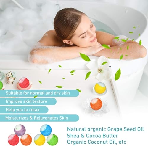 60 Pcs Bath Bombs Set - Massive Quantity Natural Bath Bombs for Kids/Women/Men Individually Wrapped Handmade Organic Bath Supplies Relaxing Kit - for Birthday, Christmas, Mother's Day
