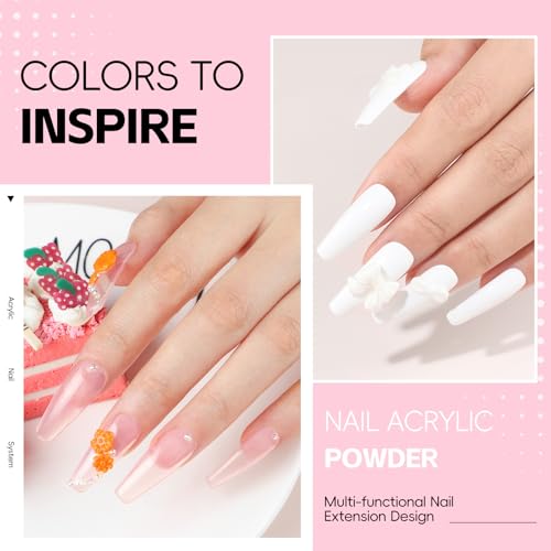 COSCELIA Acrylic Nail Kit for Beginners with Everything, Professional Nail Kits with Drill U V Light 4 Colors Acrylic Powder 24Pcs Glitter Decorations DIY Extension Nails Home Salon for Women
