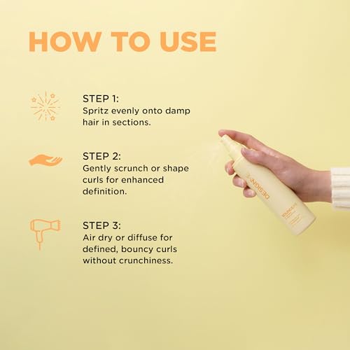 Design.Me BOUNCE.ME Curling Gel Spray | Frizz-Free Curl Defining Gel - Refresh Curls, Waves, Coils | Non-Crunchy, Non-Sticky Formula - Climate Control Styling, 7.77Oz