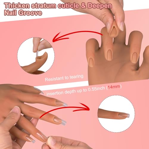 Practice Hand for Acrylic Nails,Silicone Nail Practice Hand with Stand Bracket,Realistic Bendable Mannequin Hand, Fake Hand for Nails Display, Manicure, Nail Tech