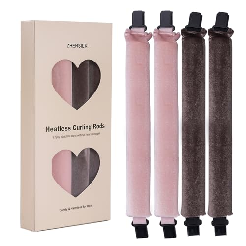 Heatless Hair Curler Set – 4PCS Velvet Overnight Blowout Rods for Heatless Curls, Jumbo Flexible Curling Rods to Sleep In, No Heat Curling Tools for Natural Waves and Curls