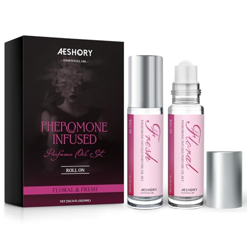 Aeshory Pheromone Perfumes for Women - 2 Pcs Rollerball Perfume, Enhanced Scents Pheromone Perfume, Roll-On Travel Perfume Long-Lasting Pheromone-Infused Essential Oil (Floral & Fresh)