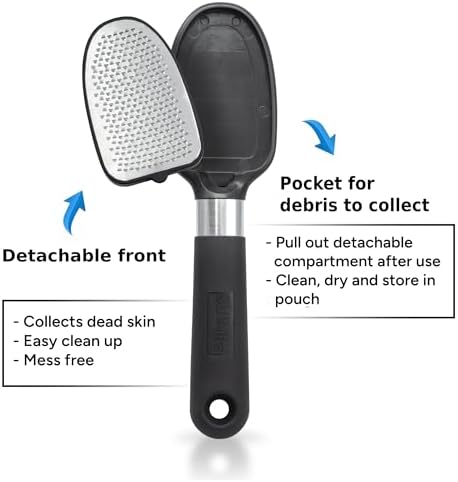 Rikans Foot File Foot Rasp Callus Remover Dead Skin Remover Double Sided Foot Scrubber Foot Care Pedicure Tool to Remove Hard Skin Can Be Used Wet or Dry Skin High Grade Stainless Steel File