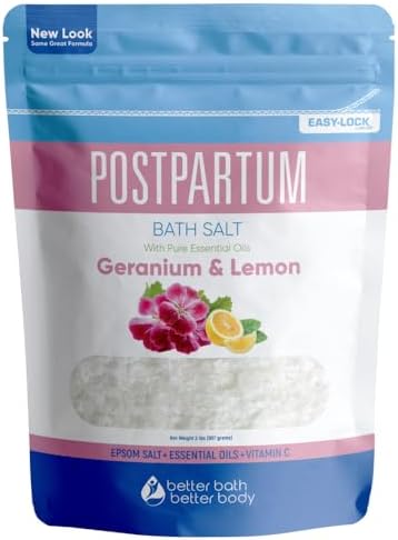 Postpartum Sitz Bath Soak (2 Lbs) Postpartum Care for New Moms Bath Salt with Essential Oils in Easy Press-Lock BPA-Free Pouch Made with Natural Ingredients Made in USA