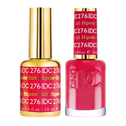 DND DC Gel Polish Set, Pink Collection, UV/LED Gel Polish and Air Dry Nail Lacquer, Matching Chip-Free Polish Duo, 276 Hipster Girl, 0.5 Fl Oz