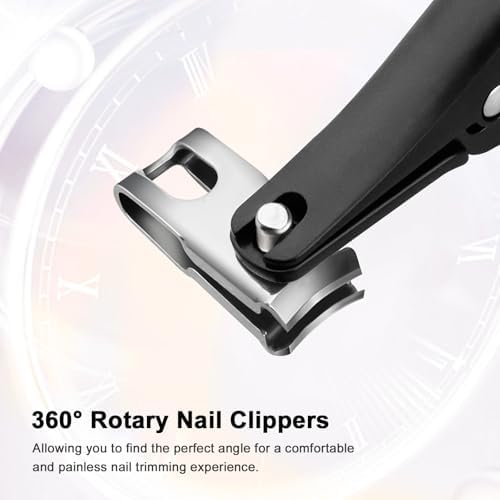 Nail Clippers for Seniors Fingernail and Toenails, 360° Rotating Head Ergonomic Long Handle Premium Steel Nail Trimmer for Men Women