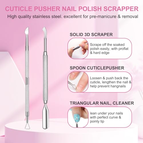 Gel Nail Polish Remover, (2PCS) Gel Polish Remover Kit, Professional Removes Soak-Off and UV Art Nail Lacquer in 3-5Mins, Don't Hurt Your Nails - 15Ml