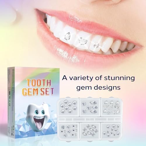 Fiorland Tooth Gems Kit for Teeth with Light, 2025 New Professional 140 Pcs DIY Gem Jewelry for Man Women Sparkling Crystals (D)
