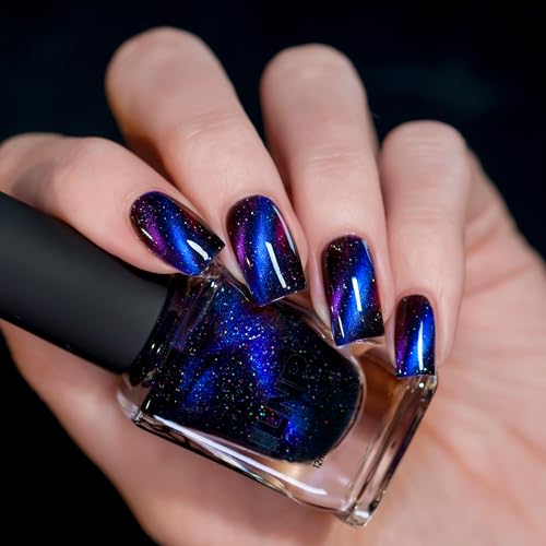 ILNP After Hours - Black-Based Deep Blue Magnetic Holographic Nail Polish