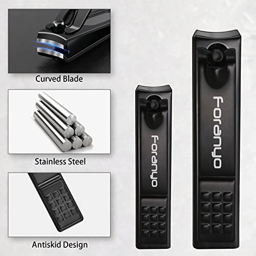 Nail Clippers,3 Piece Toenail Clippers Fingernail Clipper Nail Clippers for Men Women Adult, Nail Cutter Nail Clippers Set for Thick Toenails & Nails Black-no Case