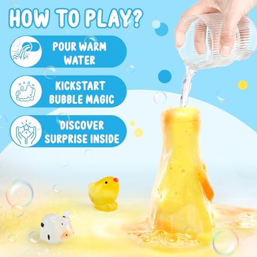 Kids Bath Bombs Potions Kit with 12PCS Surprise Toys Inside & 6PCS Bubble Bath Bottles for Toddlers (Glow)