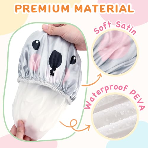 kilofly 4pc Fun Cute Animal Shower Caps for Kids Reusable Waterproof Bath Hat Set